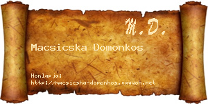 Macsicska Domonkos névjegykártya